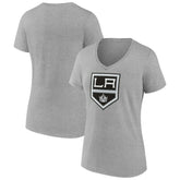 Los Angeles Kings Women's Primary Logo Team V-Neck T-Shirt - Heather Gray - NHL 5221159