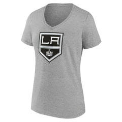 Los Angeles Kings Women's Primary Logo Team V-Neck T-Shirt - Heather Gray - NHL 5221159