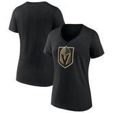 Vegas Golden Knights Women's Team Primary Logo V-Neck T-Shirt - Black - NHL 5221215