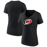 Carolina Hurricanes Women's Team Primary Logo V-Neck T-Shirt - Black - NHL 5221226