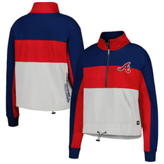 Atlanta Braves The Wild Collective Women's Color Block Half-Zip Jacket - Red/Navy - MLB on Sale