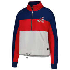 Atlanta Braves The Wild Collective Women's Color Block Half-Zip Jacket - Red/Navy - MLB on Sale