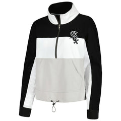 Chicago White Sox The Wild Collective Women's Color Block Half-Zip Jacket - Black/White - MLB Sale