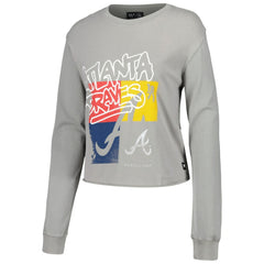 Atlanta Braves The Wild Collective Women's Cropped Long Sleeve T-Shirt - Gray - MLB Discount