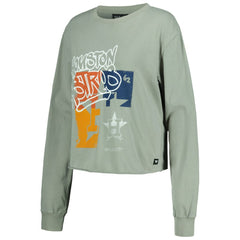 Houston Astros The Wild Collective Women's Cropped Long Sleeve T-Shirt - Gray - MLB on Sale