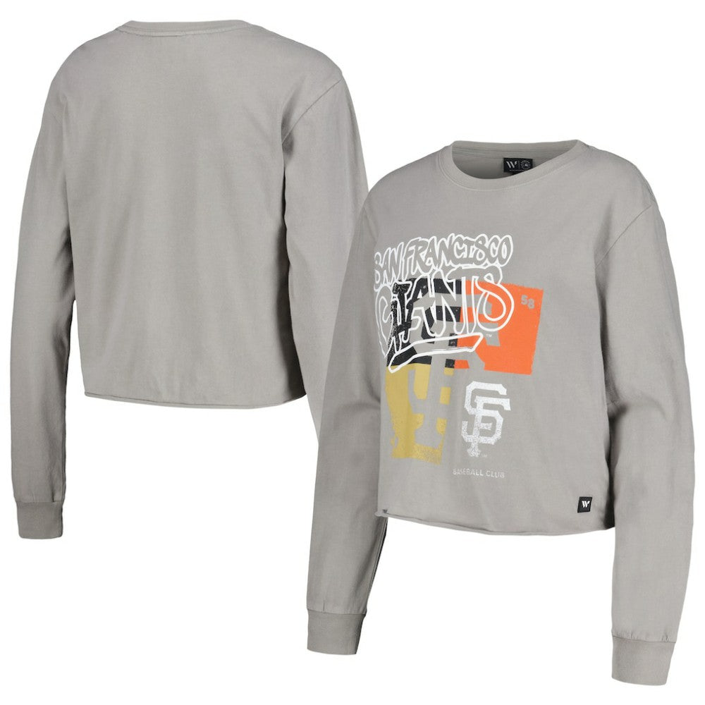 San Francisco Giants The Wild Collective Women's Cropped Long Sleeve T-Shirt - Gray - MLB Online