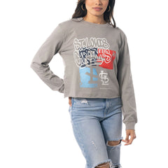 St. Louis Cardinals The Wild Collective Women's Cropped Long Sleeve T-Shirt - Gray - MLB Lifestyle