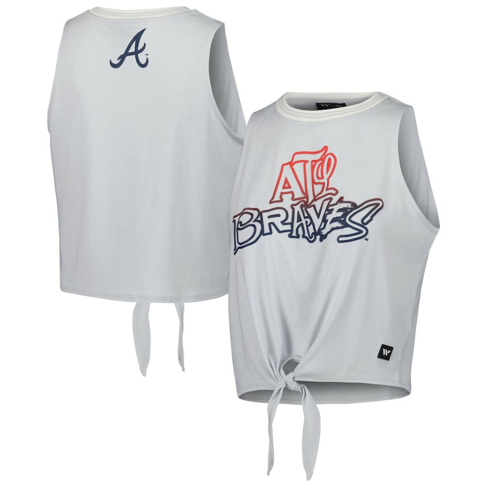 Atlanta Braves The Wild Collective Women's Twisted Tie Front Tank Top - White - MLB Online