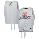 Atlanta Braves The Wild Collective Women's Twisted Tie Front Tank Top - White - MLB Online