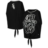 Chicago White Sox The Wild Collective Women's Twisted Tie Front Tank Top - Black - MLB on Sale