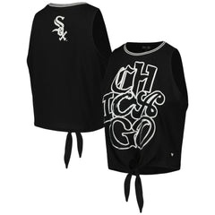 Chicago White Sox The Wild Collective Women's Twisted Tie Front Tank Top - Black - MLB on Sale