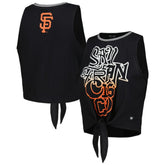 San Francisco Giants The Wild Collective Women's Twisted Tie Front Tank Top - Black - MLB Lifestyle