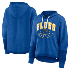 St. Louis Blues Fanatics Women's Lux Lounge Helmet Arch Pullover Hoodie - Heather Blue - NHL 5229595
