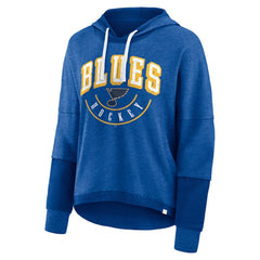 St. Louis Blues Fanatics Women's Lux Lounge Helmet Arch Pullover Hoodie - Heather Blue - NHL 5229595
