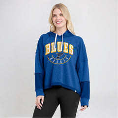 St. Louis Blues Fanatics Women's Lux Lounge Helmet Arch Pullover Hoodie - Heather Blue - NHL 5229595