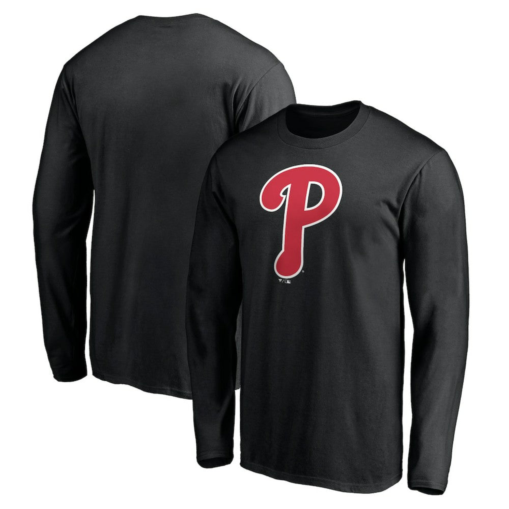 Philadelphia Phillies Official Team Logo Long Sleeve T-Shirt - Black - MLB Sale