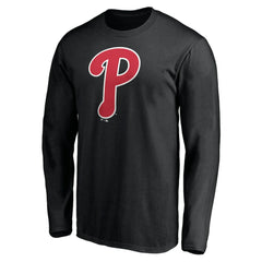 Philadelphia Phillies Official Team Logo Long Sleeve T-Shirt - Black - MLB Sale