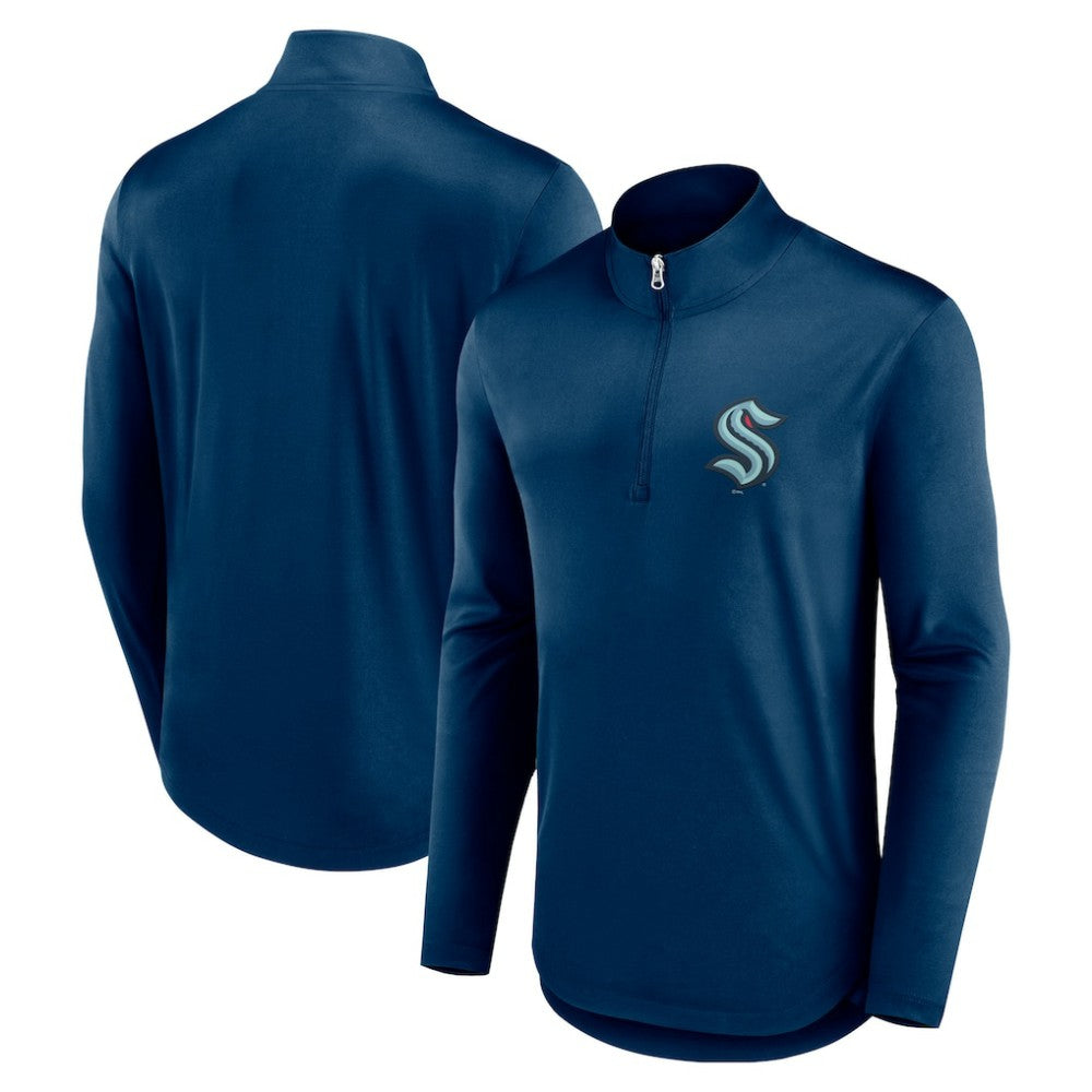 Seattle Kraken Fanatics Mock Neck Quarter-Zip Top - Deep Sea Blue - NHL 5232720