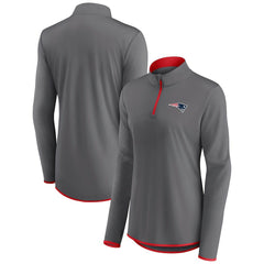 New England Patriots Women's Adult Corner Long Sleeve 1/4 Zip Top Gray