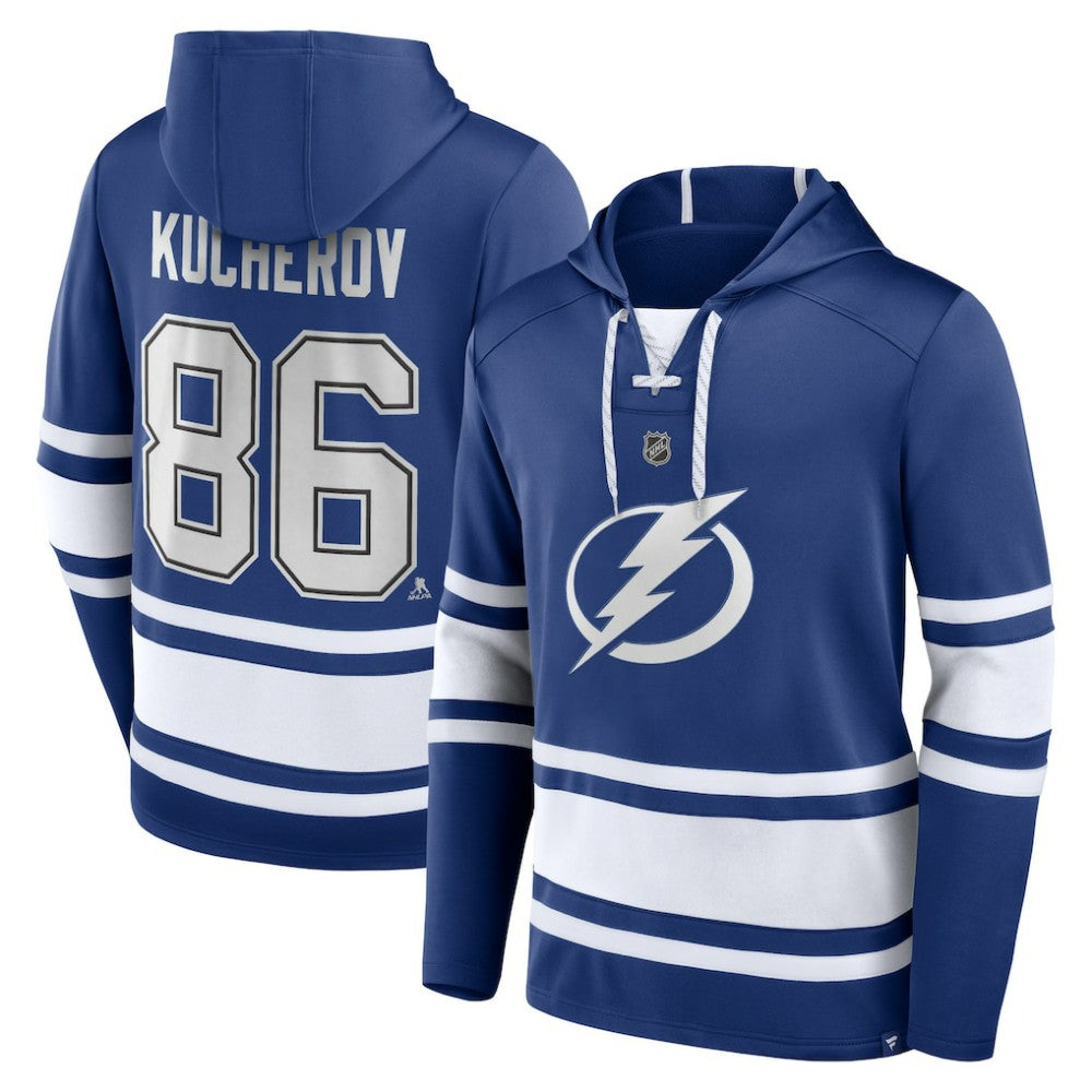 Nikita Kucherov Tampa Bay Lightning Fanatics Name & Number Lace-Up Pullover Hoodie - Blue - NHL 5234226