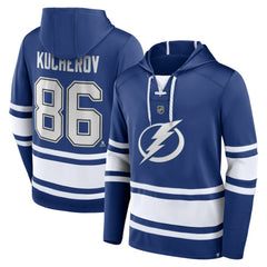 Nikita Kucherov Tampa Bay Lightning Fanatics Name & Number Lace-Up Pullover Hoodie - Blue - NHL 5234226