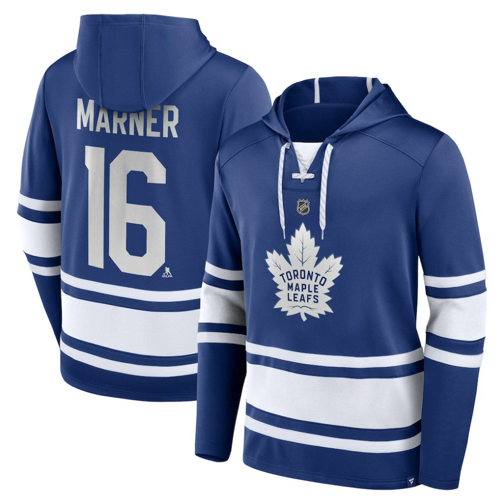 Mitch Marner Toronto Maple Leafs Fanatics Name & Number Lace-Up Pullover Hoodie - Blue - NHL 5234228