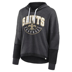 Fanatics New Orleans Saints Women's Lightewight Modest Crop Lounge Helmet Arch Pullover Hoodie Charcoal