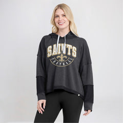 Fanatics New Orleans Saints Women's Lightewight Modest Crop Lounge Helmet Arch Pullover Hoodie Charcoal