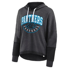 Fanatics Carolina Panthers Women's Lightewight Modest Crop Lounge Helmet Arch Pullover Hoodie Charcoal