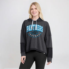Fanatics Carolina Panthers Women's Lightewight Modest Crop Lounge Helmet Arch Pullover Hoodie Charcoal