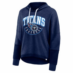 Fanatics Tennessee Titans Women's Lightewight Modest Crop Lounge Helmet Arch Pullover Hoodie Navy