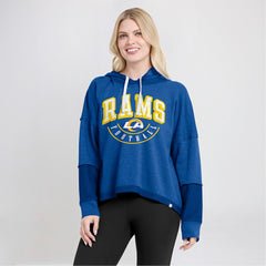 Fanatics Los Angeles Rams Women's Lightewight Modest Crop Lounge Helmet Arch Pullover Hoodie Royal