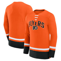 Philadelphia Flyers Fanatics Back Pass Lace-Up Long Sleeve T-Shirt - Orange - NHL 5237179