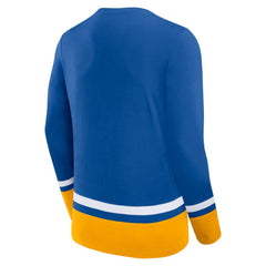 St. Louis Blues Fanatics Back Pass Lace-Up Long Sleeve T-Shirt - Blue - NHL 5237182