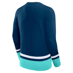 Seattle Kraken Fanatics Back Pass Lace-Up Long Sleeve T-Shirt - Deep Sea Blue - NHL 5237185