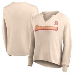 Fanatics Tampa Bay Buccaneers Women's Go For It Notch Neck Waffle Knit Lightweight Long Sleeve T-Shirt Tan