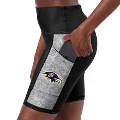 Baltimore Ravens Certo Women's High Waist Logo Two-Pocket Biker Shorts Black