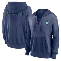 Seattle Kraken Fanatics Women's Breakout Lace-Up Pullover Hoodie - Navy - NHL 5241734