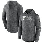St. Louis Blues Fanatics Stacked Long Sleeve Hoodie T-Shirt - Heather Charcoal - NHL 5242319