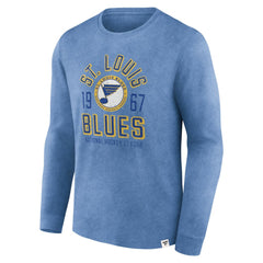 St. Louis Blues Fanatics Keep The Zone Long Sleeve T-Shirt - Heather Blue - NHL 5242376