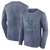 Seattle Kraken Fanatics Keep The Zone Long Sleeve T-Shirt - Heather Deep Sea Blue - NHL 5242381