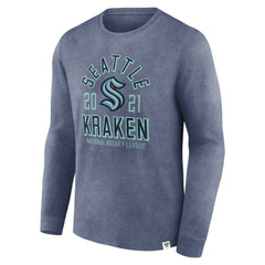 Seattle Kraken Fanatics Keep The Zone Long Sleeve T-Shirt - Heather Deep Sea Blue - NHL 5242381