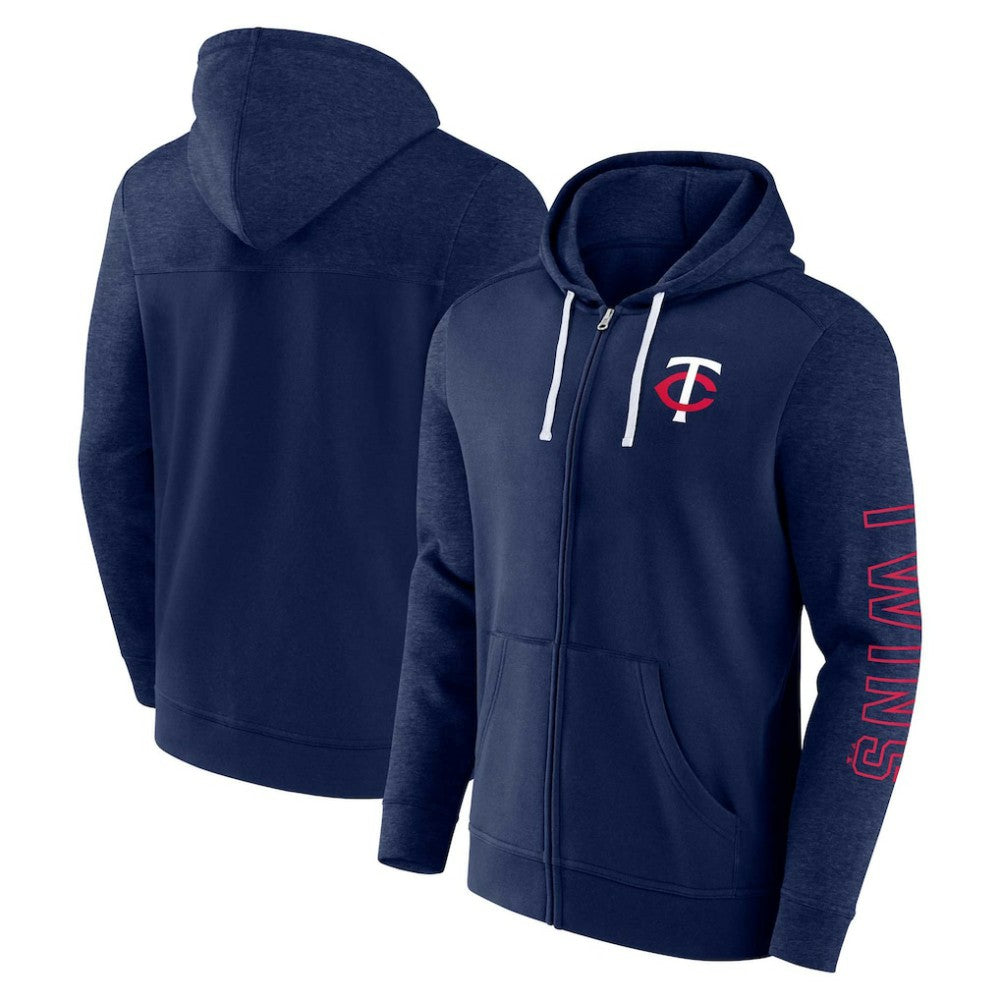 Minnesota Twins Fanatics Offensive Line Up Lightweight Full-Zip Hoodie - Navy - Fanatics on Sale