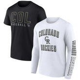 Colorado Rockies Fanatics Two-Pack Combo T-Shirt Set - Black/White - Fanatics Discount