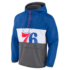 Philadelphia 76ers Anorak Flagrant Foul Color-Block Raglan Hoodie Half-Zip Jacket Royal/Gray | Fanatics Near Me