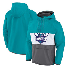 Charlotte Hornets Anorak Flagrant Foul Color-Block Raglan Hoodie Half-Zip Jacket Teal/Gray | Fanatics discount