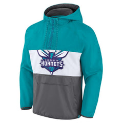 Charlotte Hornets Anorak Flagrant Foul Color-Block Raglan Hoodie Half-Zip Jacket Teal/Gray | Fanatics discount