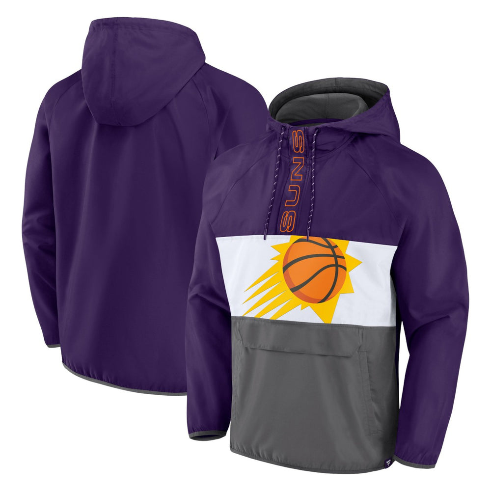 Phoenix Suns Anorak Flagrant Foul Color-Block Raglan Hoodie Half-Zip Jacket Purple/Gray | Fanatics Lifestyle