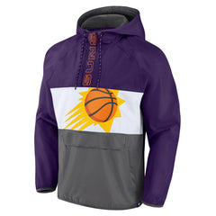 Phoenix Suns Anorak Flagrant Foul Color-Block Raglan Hoodie Half-Zip Jacket Purple/Gray | Fanatics Lifestyle