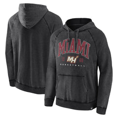 Miami Heat Foul Trouble Snow Wash Raglan Pullover Hoodie Heather Charcoal | Fanatics US